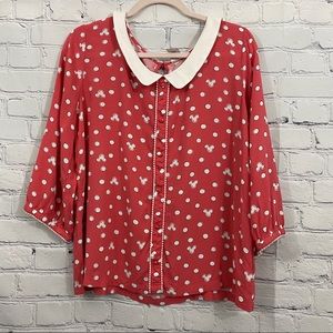 Disney Mickey Mouse Print Lauren Conrad  Collared